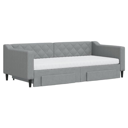 Divano Letto Estraibile Cassetti Grigio Chiaro 90x190cm Tessuto | homemem39