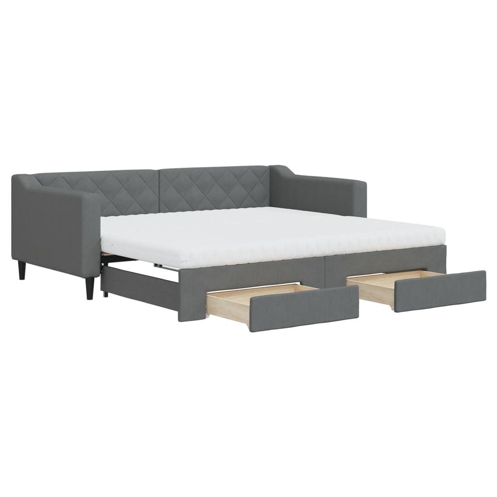 Divano Letto Estraibile Cassetti Grigio Scuro 90x190cm Tessuto - homemem39