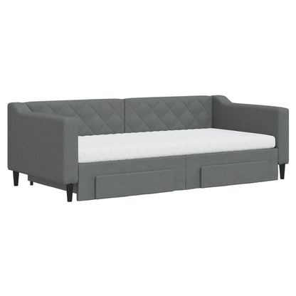 Divano Letto Estraibile Cassetti Grigio Scuro 90x190cm Tessuto - homemem39
