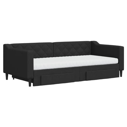 Divano Letto Estraibile con Cassetti Nero 90x190 cm in Tessuto - homemem39