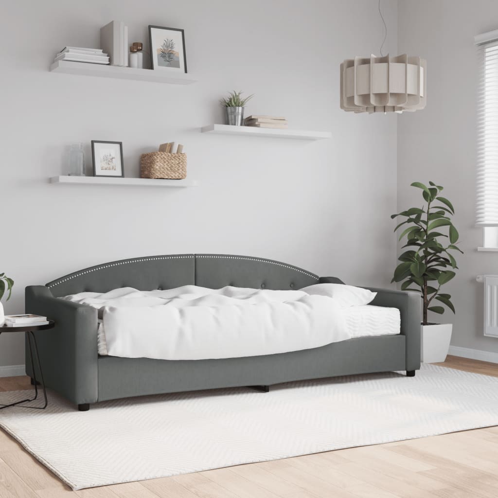 Divano Letto con Materasso Grigio Scuro 90x200 cm in Tessuto - homemem39