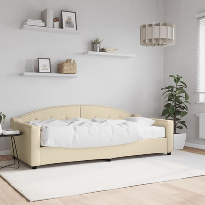 Divano Letto con Materasso Crema 90x200 cm in Tessuto | homemem39