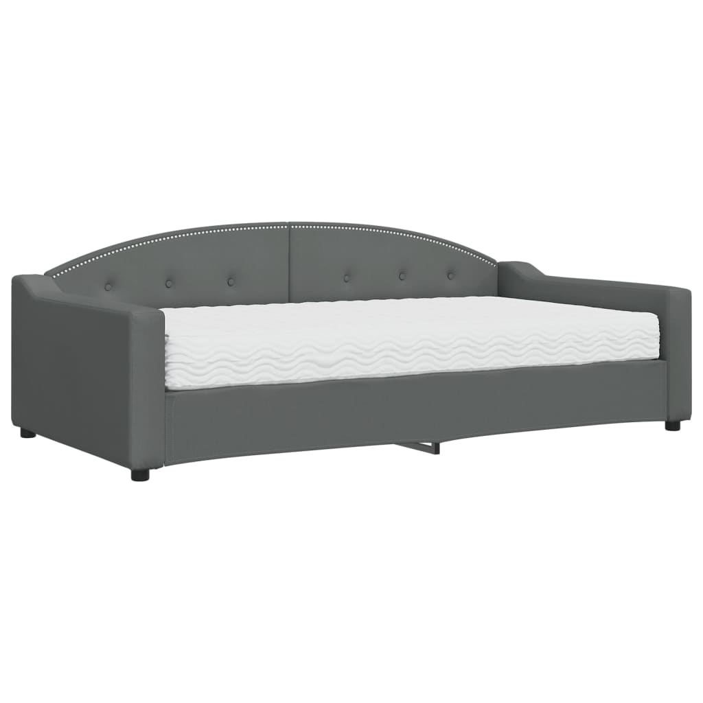 Divano Letto con Materasso Grigio Scuro 100x200 cm in Tessuto | homemem39