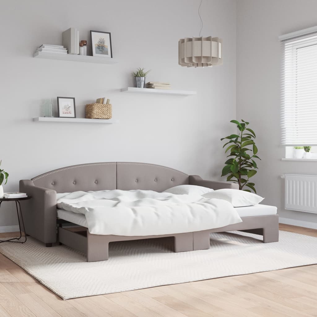 Divano Letto con Letto Estraibile Tortora 80x200 cm Tessuto | homemem39