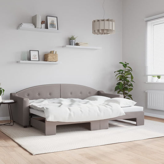 Divano Letto con Letto Estraibile Tortora 80x200 cm Tessuto - homemem39