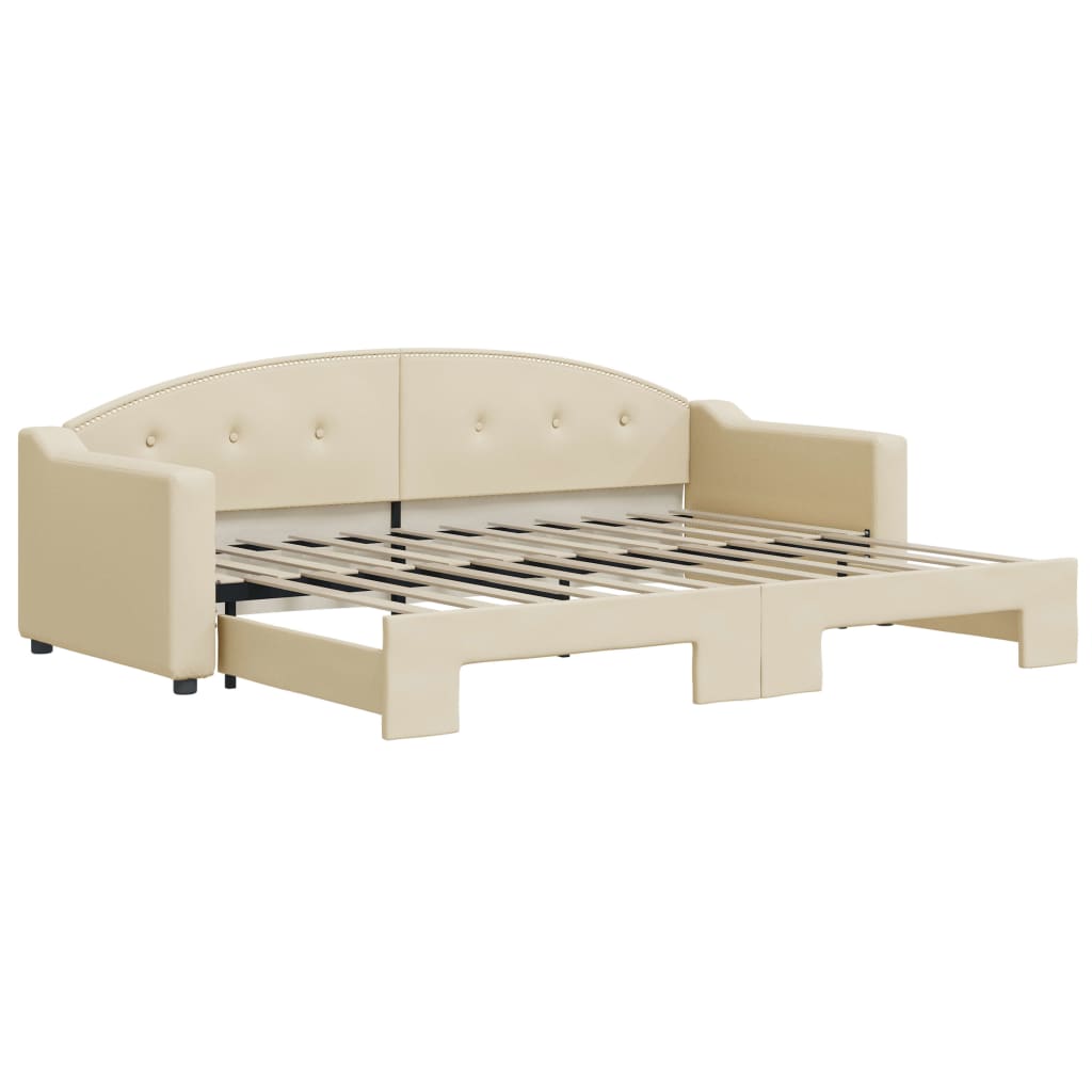 Divano Letto con Letto Estraibile Crema 80x200 cm Tessuto - homemem39