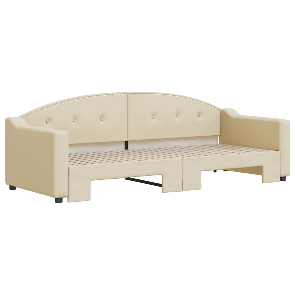 Divano Letto con Letto Estraibile Crema 80x200 cm Tessuto - homemem39