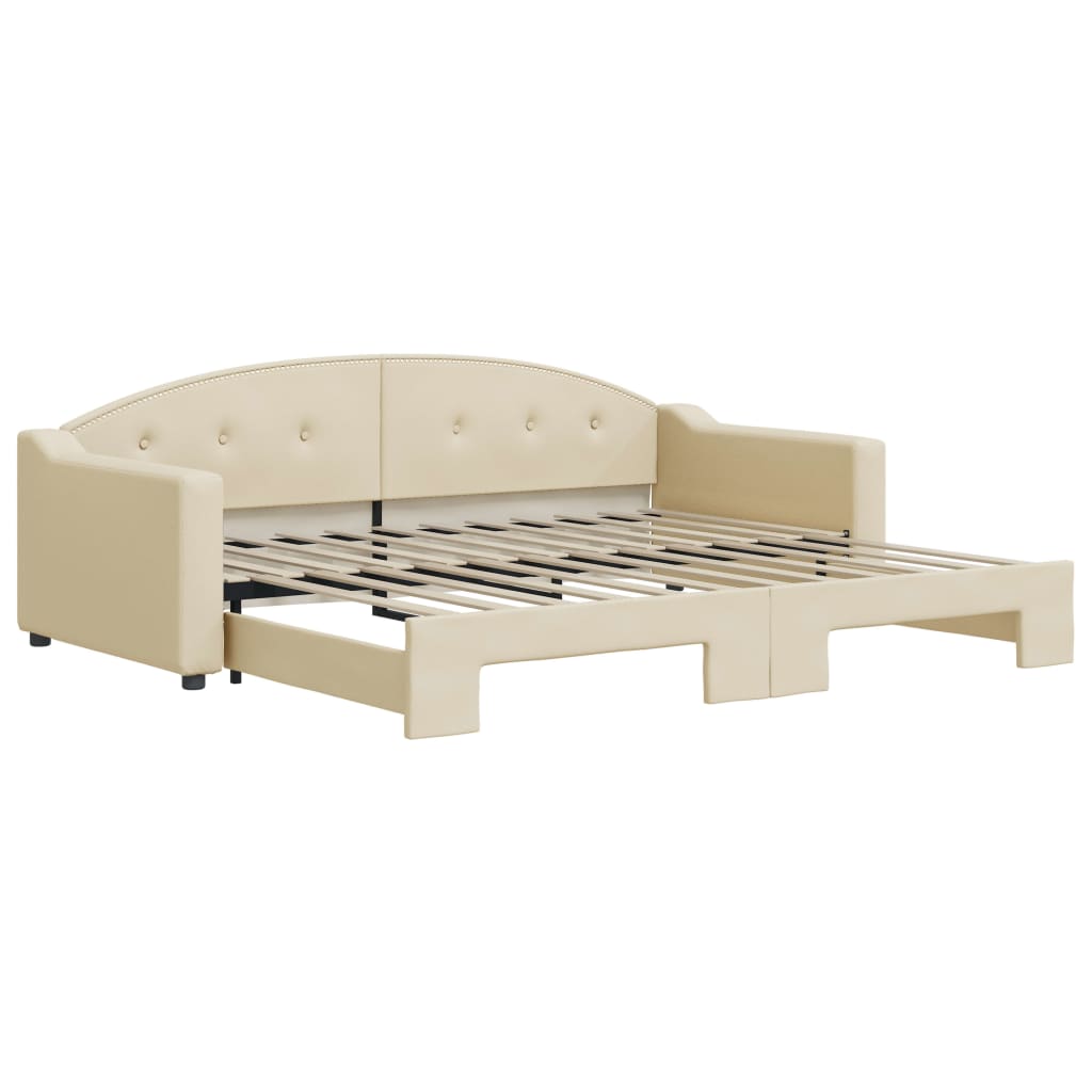 Divano Letto con Letto Estraibile Crema 90x200 cm in Tessuto | homemem39
