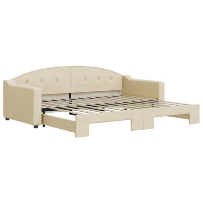 Divano Letto con Letto Estraibile Crema 90x200 cm in Tessuto | homemem39