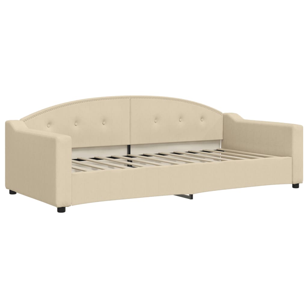 Divano Letto con Letto Estraibile Crema 90x200 cm in Tessuto | homemem39