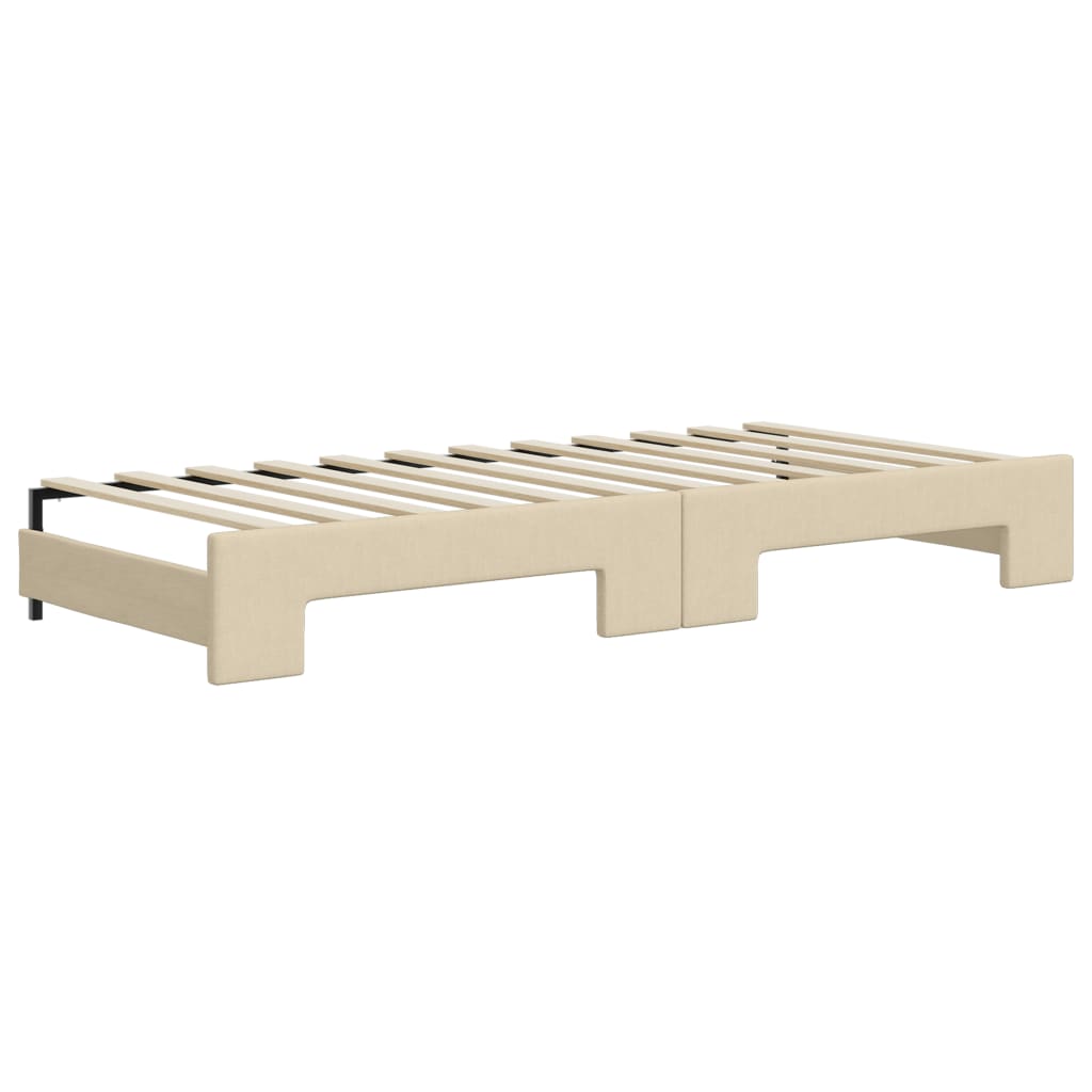 Divano Letto con Letto Estraibile Crema 90x200 cm in Tessuto | homemem39