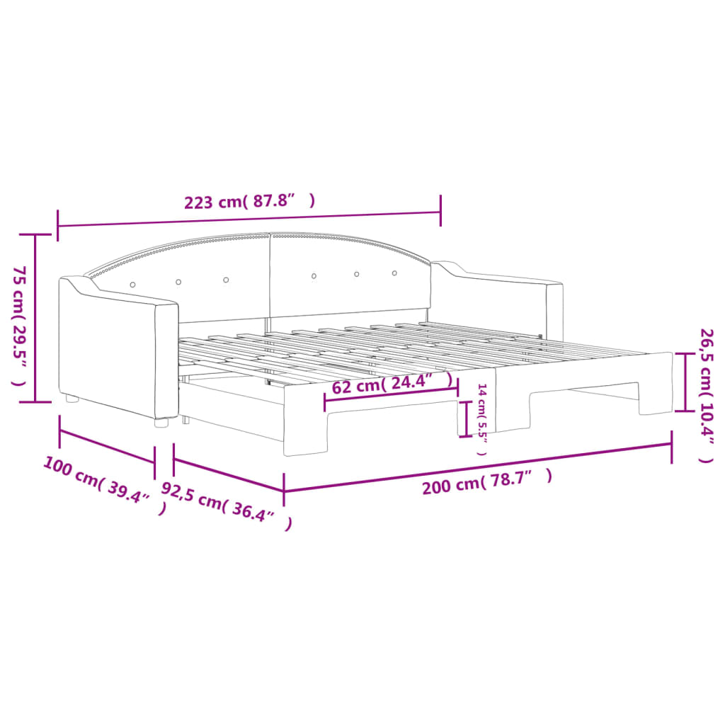 Divano Letto con Letto Estraibile Crema 90x200 cm in Tessuto | homemem39