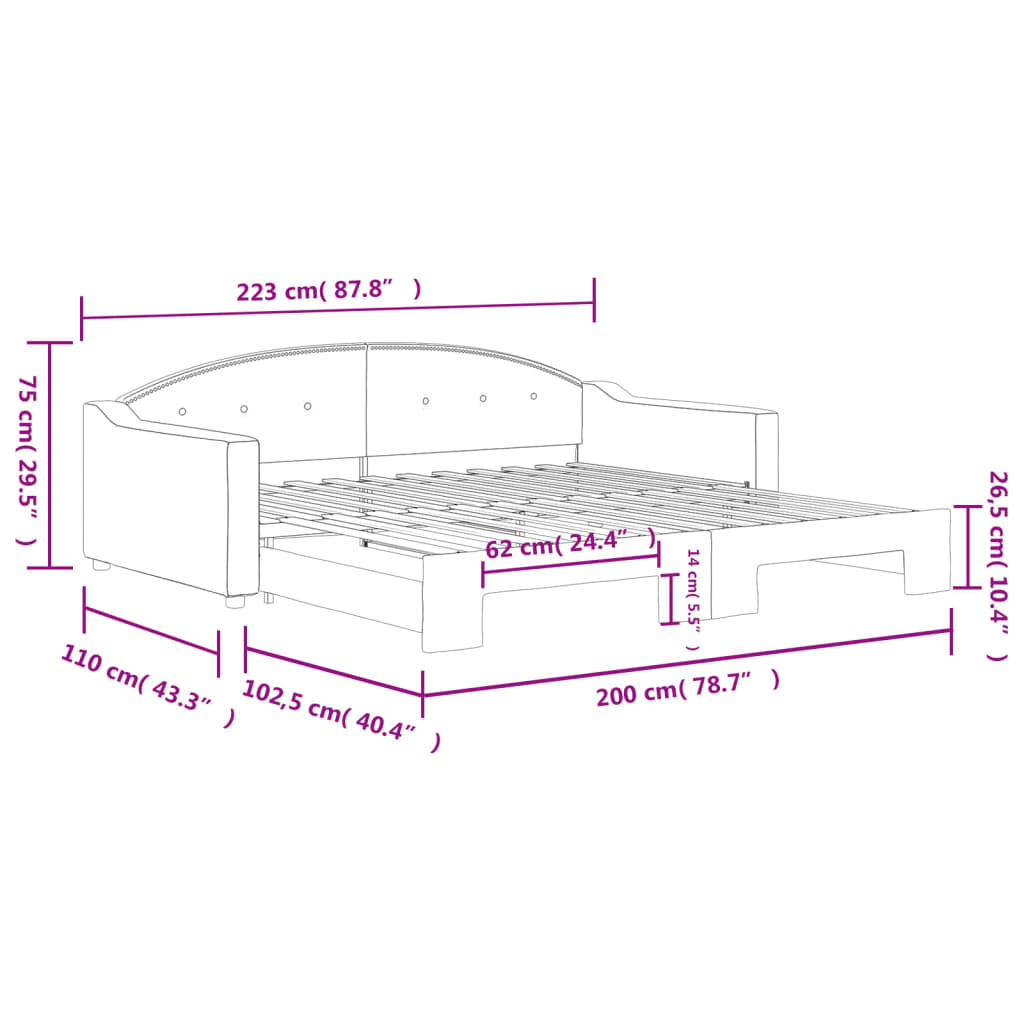 Divano Letto con Letto Estraibile Grigio Scuro 100x200 Tessuto | homemem39