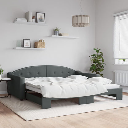 Divano Letto con Letto Estraibile Grigio Scuro 100x200 Tessuto | homemem39