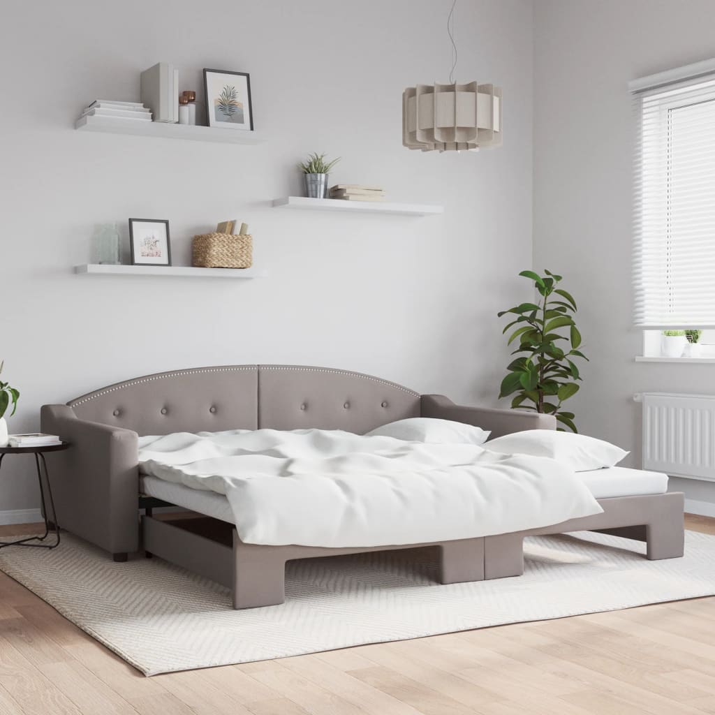 Divano Letto con Letto Estraibile Tortora 100x200 cm in Tessuto | homemem39