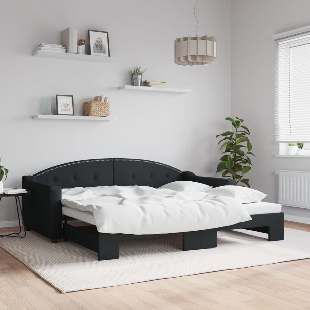 Divano Letto con Letto Estraibile Nero 90x190 cm in Tessuto | homemem39