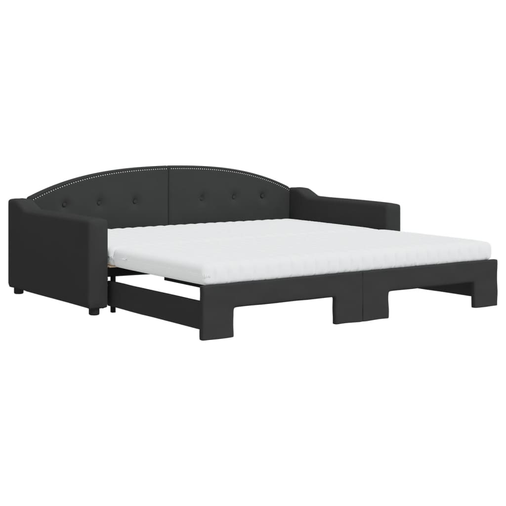 Divano Letto Estraibile con Materassi Nero 100x200 cm Tessuto - homemem39