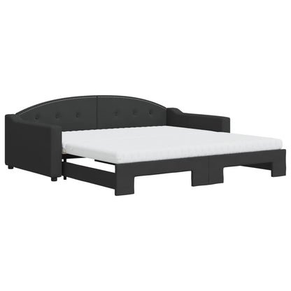 Divano Letto Estraibile con Materassi Nero 100x200 cm Tessuto - homemem39