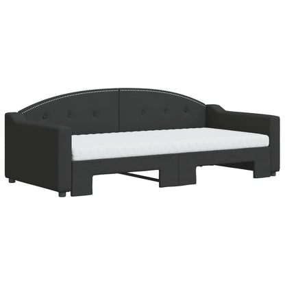 Divano Letto Estraibile con Materassi Nero 90x190 cm in Tessuto