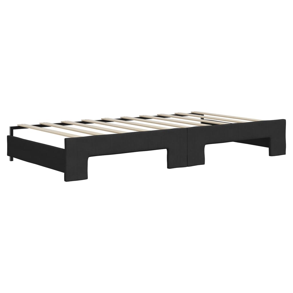 Divano Letto Estraibile con Materassi Nero 90x190 cm in Tessuto