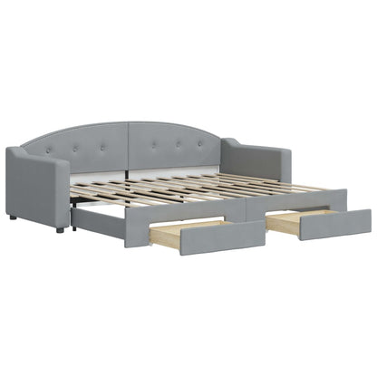 Divano Letto Estraibile Cassetti Grigio Chiaro 80x200cm Tessuto - homemem39