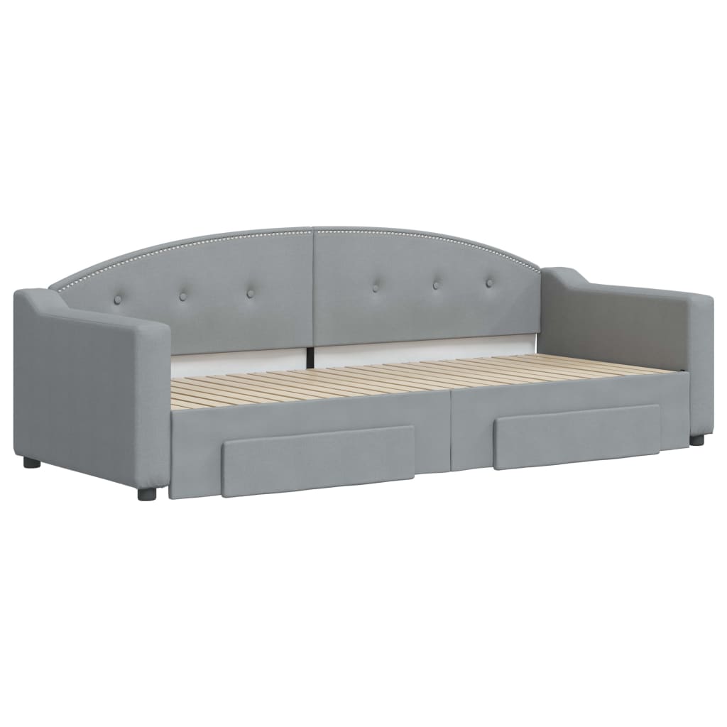 Divano Letto Estraibile Cassetti Grigio Chiaro 80x200cm Tessuto - homemem39