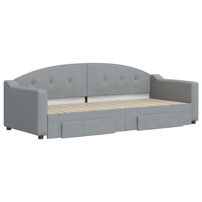 Divano Letto Estraibile Cassetti Grigio Chiaro 80x200cm Tessuto - homemem39