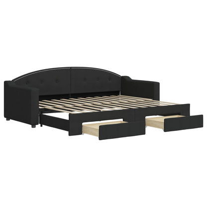 Divano Letto Estraibile con Cassetti Nero 80x200 cm in Tessuto | homemem39