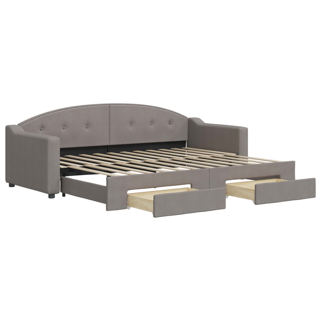 Divano Letto Estraibile con Cassetti Tortora 80x200 cm Tessuto | homemem39