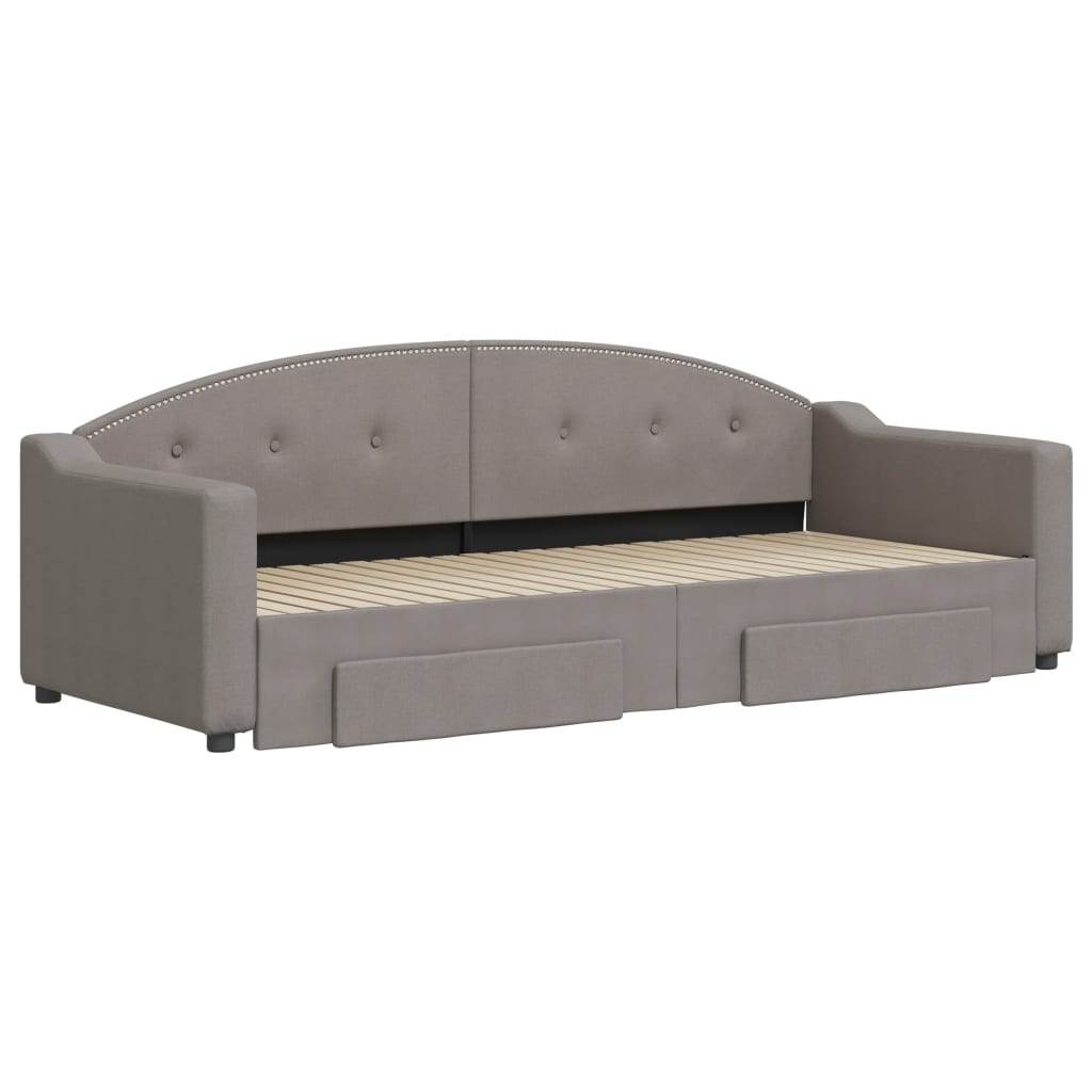 Divano Letto Estraibile con Cassetti Tortora 80x200 cm Tessuto | homemem39