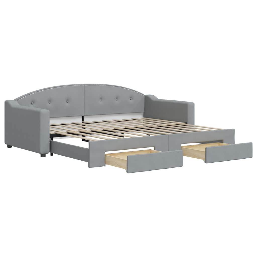 Divano Letto Estraibile Cassetti Grigio Chiaro 90x200cm Tessuto - homemem39