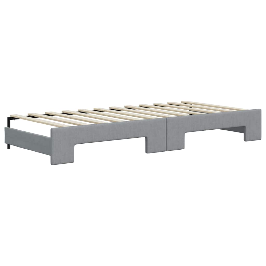 Divano Letto Estraibile Cassetti Grigio Chiaro 90x200cm Tessuto - homemem39