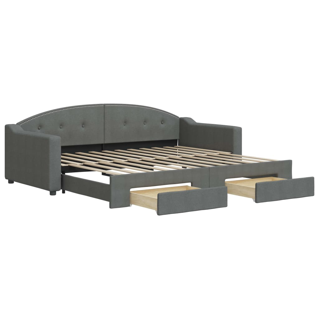 Divano Letto Estraibile Cassetti Grigio Scuro 90x200cm Tessuto - homemem39