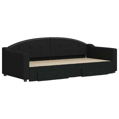 Divano Letto Estraibile con Cassetti Nero 90x200 cm in Tessuto | homemem39