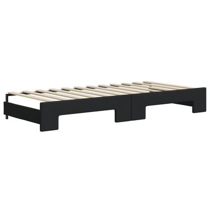 Divano Letto Estraibile con Cassetti Nero 90x200 cm in Tessuto | homemem39