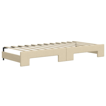 Divano Letto Estraibile con Cassetti Crema 90x200 cm in Tessuto | homemem39