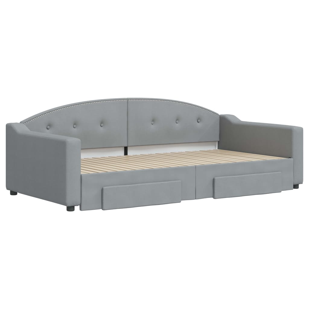 Divano Letto Estraibile Cassetti Grigio Chiaro 100x200 Tessuto - homemem39
