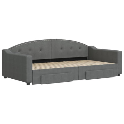Divano Letto Estraibile Cassetti Grigio Scuro 100x200cm Tessuto