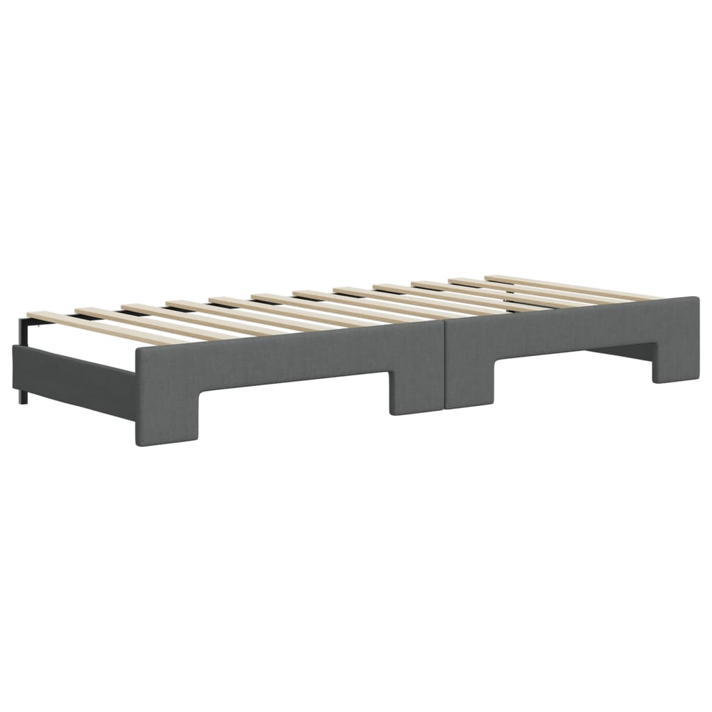 Divano Letto Estraibile Cassetti Grigio Scuro 100x200cm Tessuto | homemem39