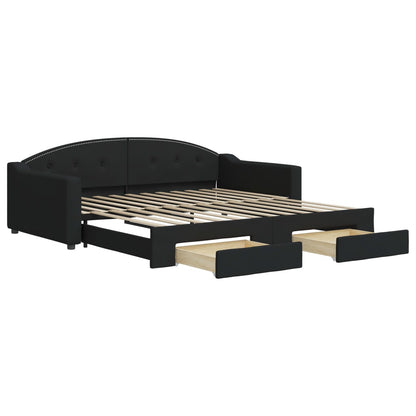 Divano Letto Estraibile con Cassetti Nero 100x200 cm in Tessuto - homemem39