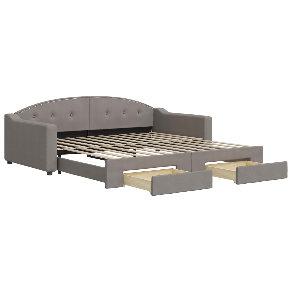 Divano Letto Estraibile con Cassetti Tortora 100x200 cm Tessuto | homemem39