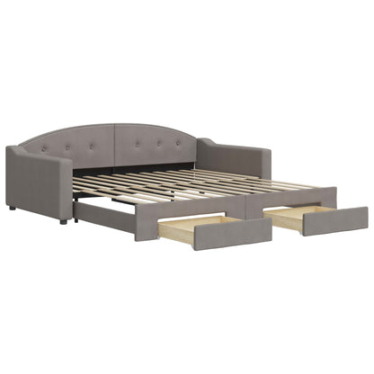 Divano Letto Estraibile con Cassetti Tortora 100x200 cm Tessuto | homemem39