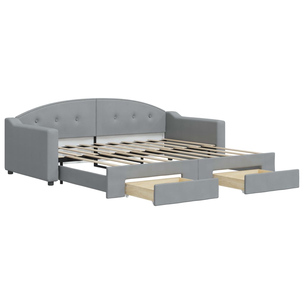 Divano Letto Estraibile Cassetti Grigio Chiaro 90x190cm Tessuto - homemem39