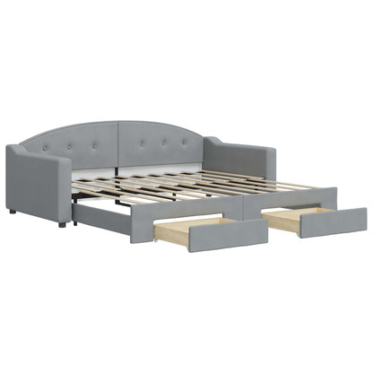 Divano Letto Estraibile Cassetti Grigio Chiaro 90x190cm Tessuto - homemem39