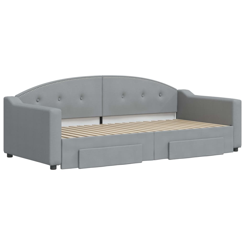 Divano Letto Estraibile Cassetti Grigio Chiaro 90x190cm Tessuto - homemem39