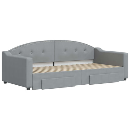 Divano Letto Estraibile Cassetti Grigio Chiaro 90x190cm Tessuto - homemem39