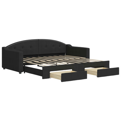 Divano Letto Estraibile con Cassetti Nero 90x190 cm in Tessuto | homemem39