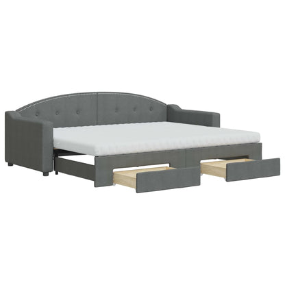 Divano Letto Estraibile Cassetti Grigio Scuro 80x200cm Tessuto