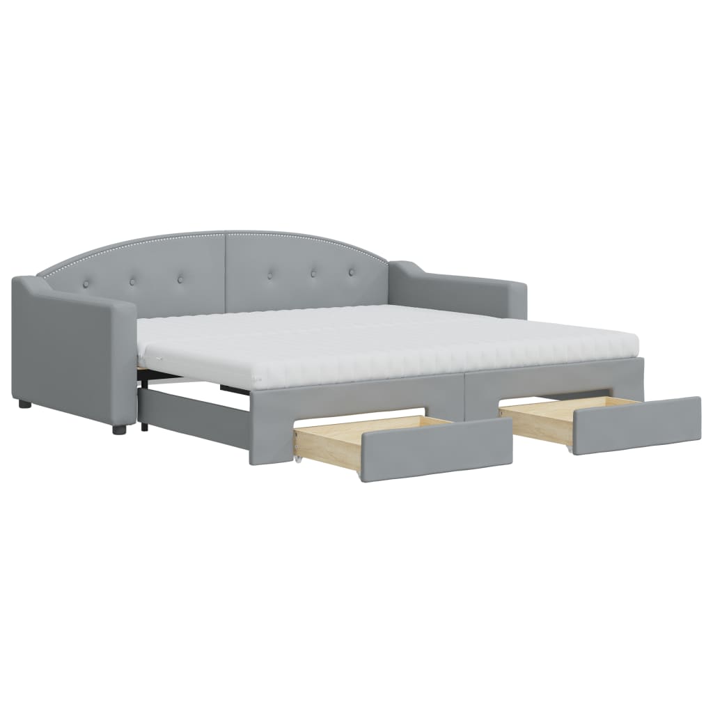 Divano Letto Estraibile Cassetti Grigio Chiaro 90x190cm Tessuto - homemem39