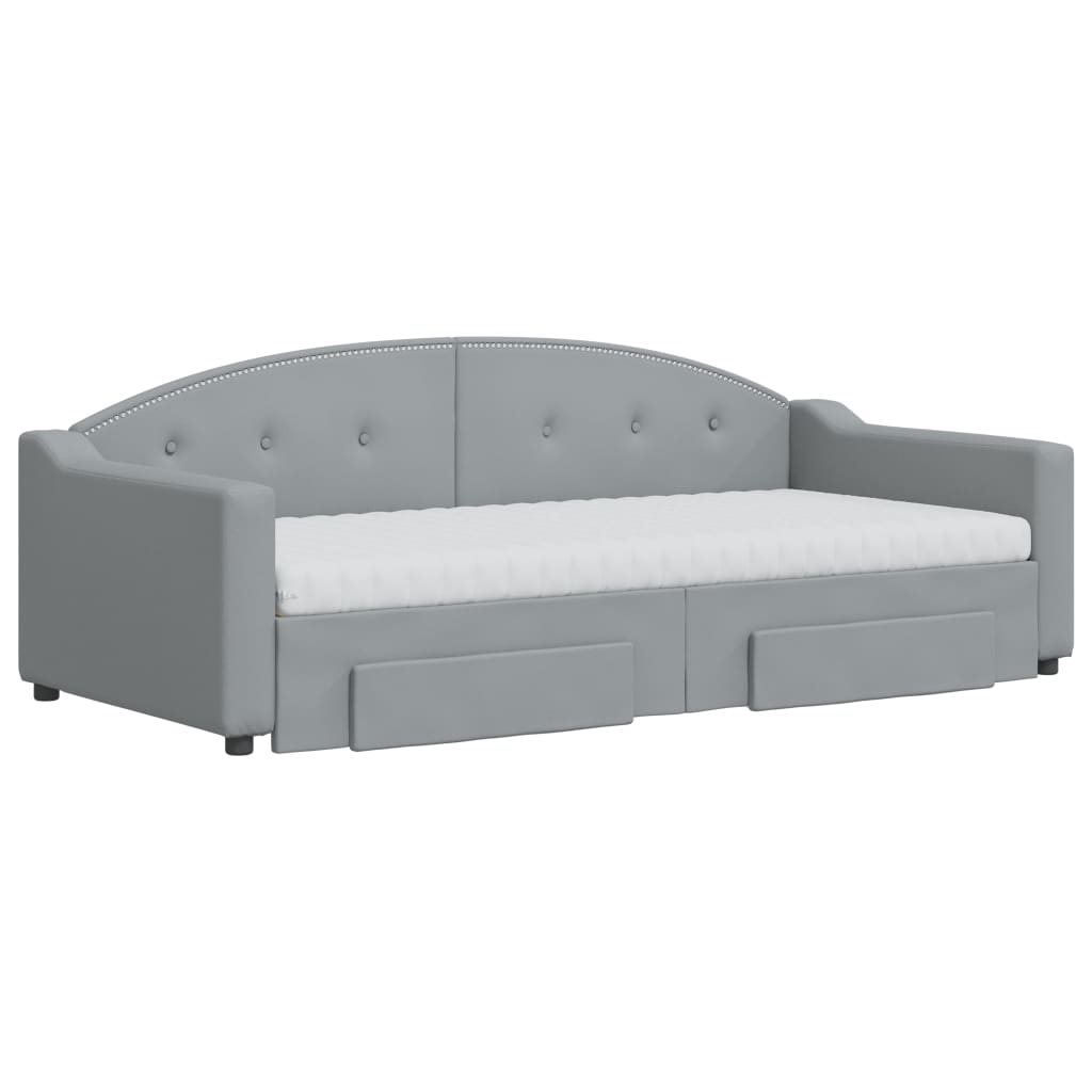 Divano Letto Estraibile Cassetti Grigio Chiaro 90x190cm Tessuto - homemem39